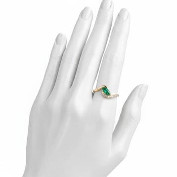 Ring - 14 karaat Geel goud - 0.62ct. tw. Smaragd - Diamant, Nieuw