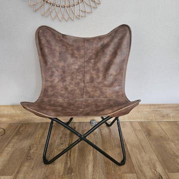 Chaise - Chaise papillon Butterfly (3107) - Métal, cuir PU