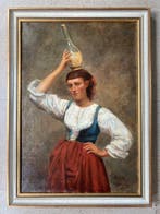 Mathilde de La Jonquirys (XIX) - Italian Woman Carrying a, Antiquités & Art