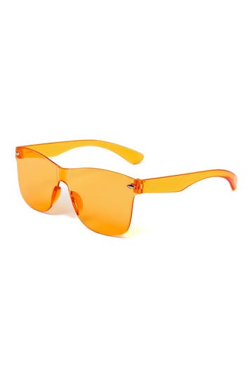 KIMU® Zonnebril Way Farer Zonder Montuur Oranje Glazen Retro, Ophalen of Verzenden