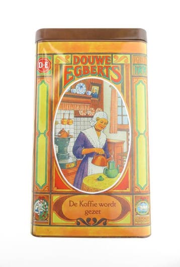 Koffieblik Douwe Egberts, Verzamelen, Verzenden, Gebruikt