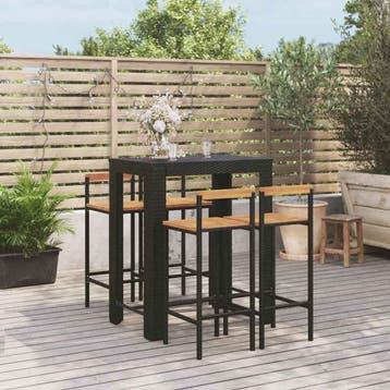 vidaXL 5-delige Tuinbarset poly rattan en massief acaciahout, Verzenden, Nieuw