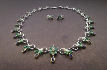 Ensemble de bijoux 2 pièces Argent - 16.40ct. tw. Émeraude -