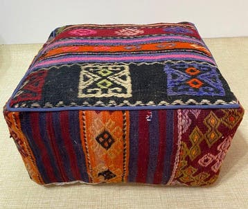 Kelim Poef - Kelim - 48 cm - 48 cm