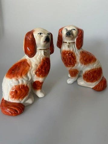Beeld, Staffordshire spaniel - 16 cm - geglazuurd keramiek