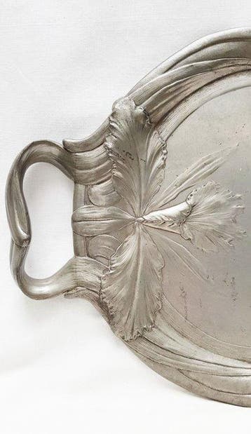 Dienblad - Tin - Paasbloemen, Antiek en Kunst
