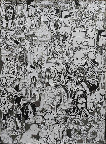 Baptiste Laurent - La clé, la clé, XL, collage/ acrylic,