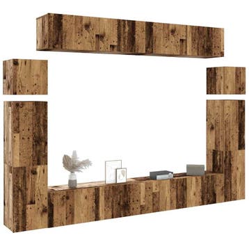 vidaXL 8-delig Tv-meubelset wandmontage bewerkt hout oud, Maison & Meubles, Verzenden