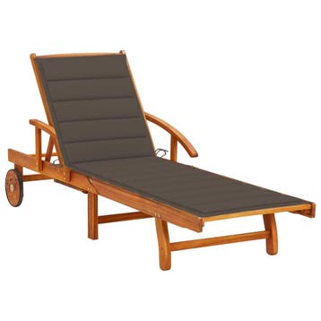vidaXL Ligbed met kussen massief acaciahout, Tuin en Terras, Verzenden, Nieuw