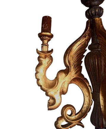 Lustre - bois polychrome peint et doré - Draghi - ca. 1900