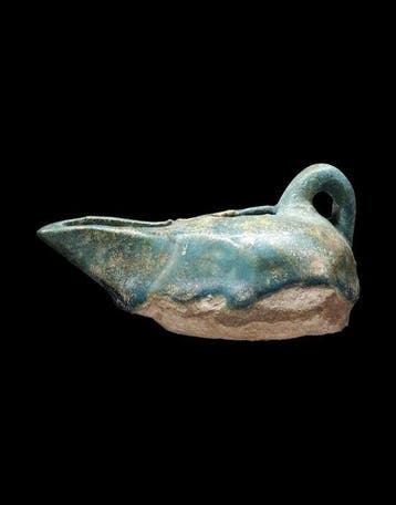 Islamitisch - Seldjoekidische olielamp met turkoois glazuur