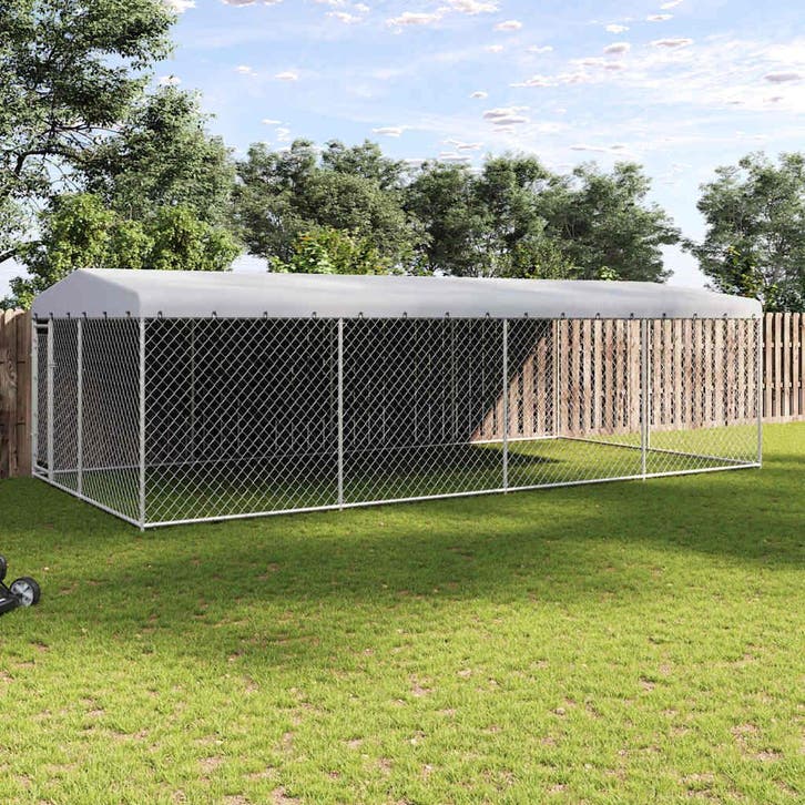 vidaXL Hondenkennel voor buiten met dak 7,6x3,8x2,3 m, Dieren en Toebehoren, Hondenbenches, Nieuw, Verzenden
