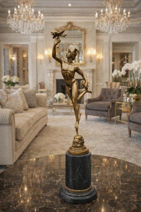 Statue, 71cm Bronze Mercury - 71 cm - Bronze, Marbre, Antiquités & Art, Curiosités & Brocante