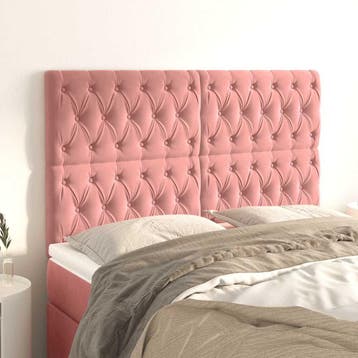 vidaXL Hoofdbord roze 144x7x118/128 cm fluweel, Verzenden, Nieuw