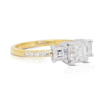 Ring - 18 karaat Witgoud, Geel goud - 1.51ct. tw. Diamant
