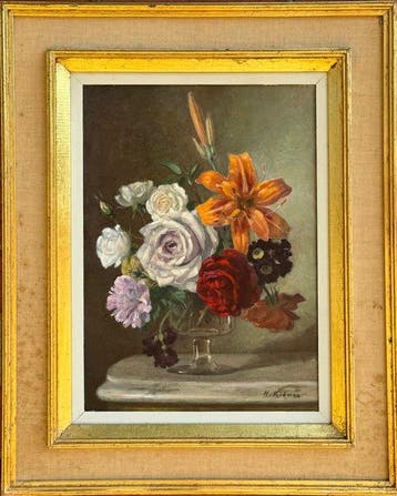 English School (XX) - A Floral Display In A Glass Vase