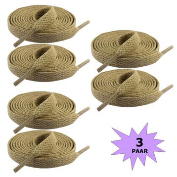 Fako Fashion - Schoenveters - Plat - 8mm - 120cm - 3 Paar -, Verzenden, Nieuw