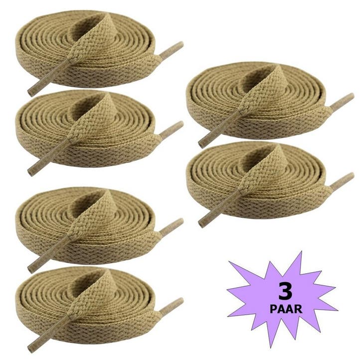 Fako Fashion - Schoenveters - Plat - 8mm - 120cm - 3 Paar -, Kleding | Heren, Schoenen, Verzenden