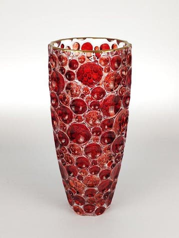 Vaas - Kristal, Emaille - Rood en goud Lissabon
