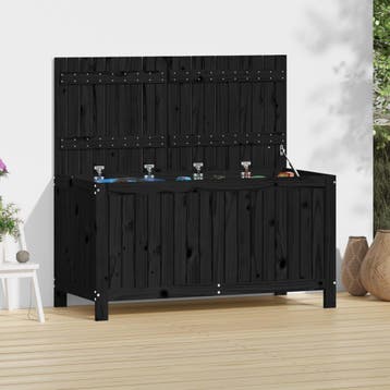 vidaXL Tuinbox 121x55x64 cm massief grenenhout zwart, Verzenden