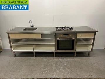 Table de travail en acier inoxydable avec cuisinière à 4, Verzenden