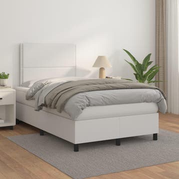 vidaXL Boxspring met matras kunstleer wit 120x200 cm, Verzenden, Nieuw