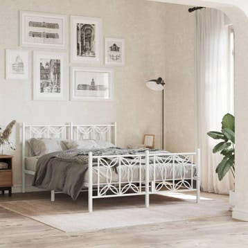 vidaXL Bedframe met hoofd- en voeteneinde metaal wit 140x200, Huis en Inrichting, Verzenden, Nieuw