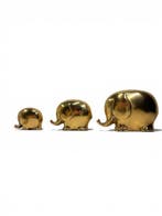 Vintage Brass Elephant Family Trio - Figuur (3) - Messing