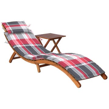 vidaXL Ligbed met tafeltje en kussen massief acaciahout, Tuin en Terras, Verzenden, Nieuw
