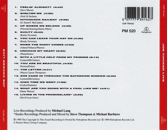 Joe Cocker Live 0077779341627, CD & DVD, CD | Autres CD, Envoi