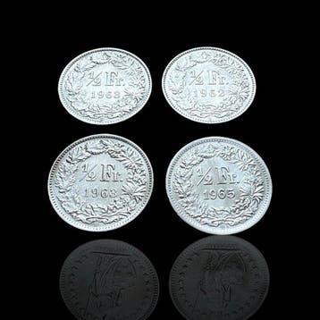 Zwitserland. 1/2 Franc 4x 1958/1966 (Zonder minimumprijs)