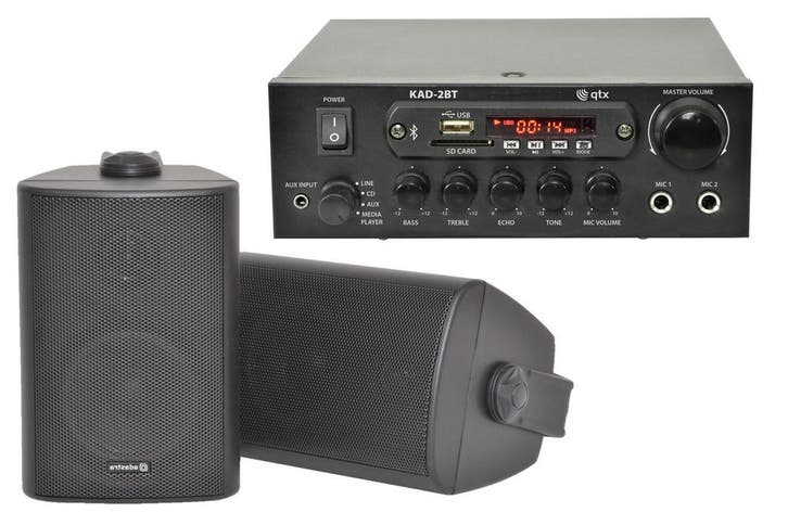 Geluidsset Met Compacte Versterker En Zwarte Opbouw, Audio, Tv en Foto, Luidsprekerboxen