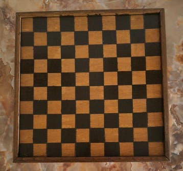 Bordspel - Antiek dubbelzijdig Parcheesi / Dam bord - Hout