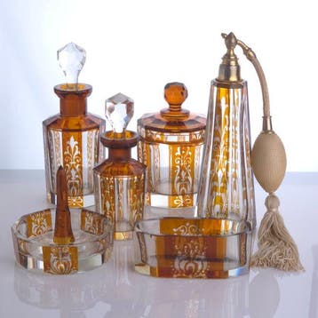 Art déco Ensemble de toilette (6) - Karl Palda - Cristal -, Antiquités & Art