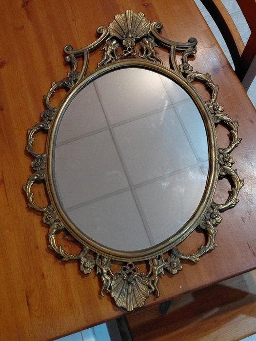Miroir - Laiton doré, Antiek en Kunst, Curiosa en Brocante