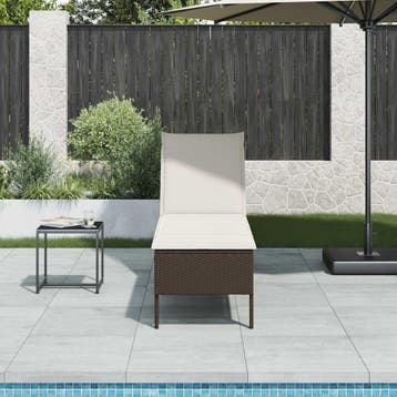 vidaXL Ligstoel met kussen bruin 55x200x44cm polyrotan, Verzenden