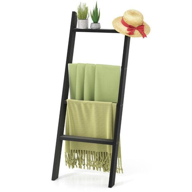 2dekans | Coast Handdoekladder 4-laags - Zwart - 50 x 7,5 x, Huis en Inrichting, Badkamer | Badkamermeubels, Ophalen of Verzenden