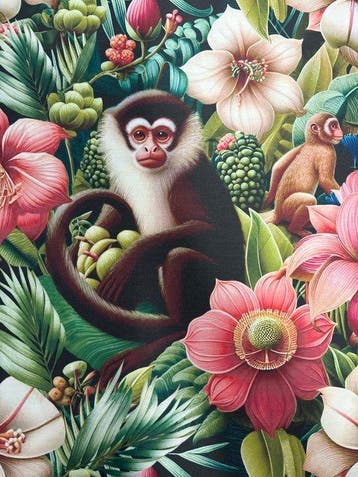 Tissu de tapisserie et de tenture Fluffy Monkey coton doux