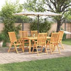 vidaXL Tuin Eettafel Set Opvouwbaar 7 pcs Bruin Massief, Verzenden
