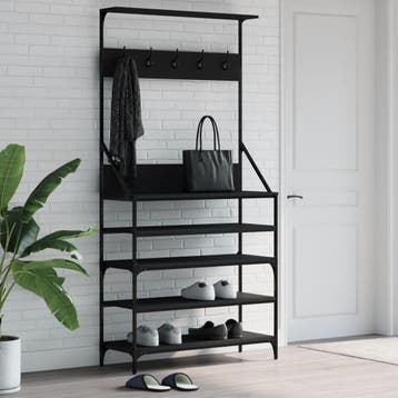 vidaXL Kledingrek met schoenenrek 90x34x184 cm zwart, Verzenden, Nieuw