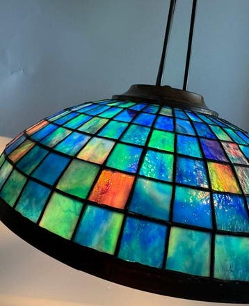 Lampe - Verre, Métal - artisanat de style Tiffany