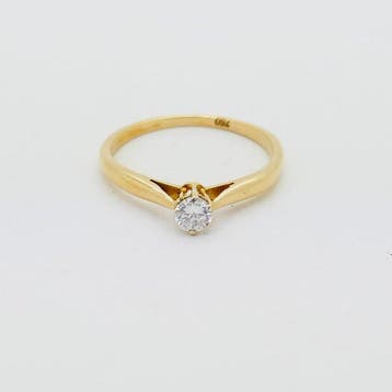 Ring - 18 karaat Geel goud - 0.20ct. tw. Diamant, Handtassen en Accessoires, Ringen, Nieuw