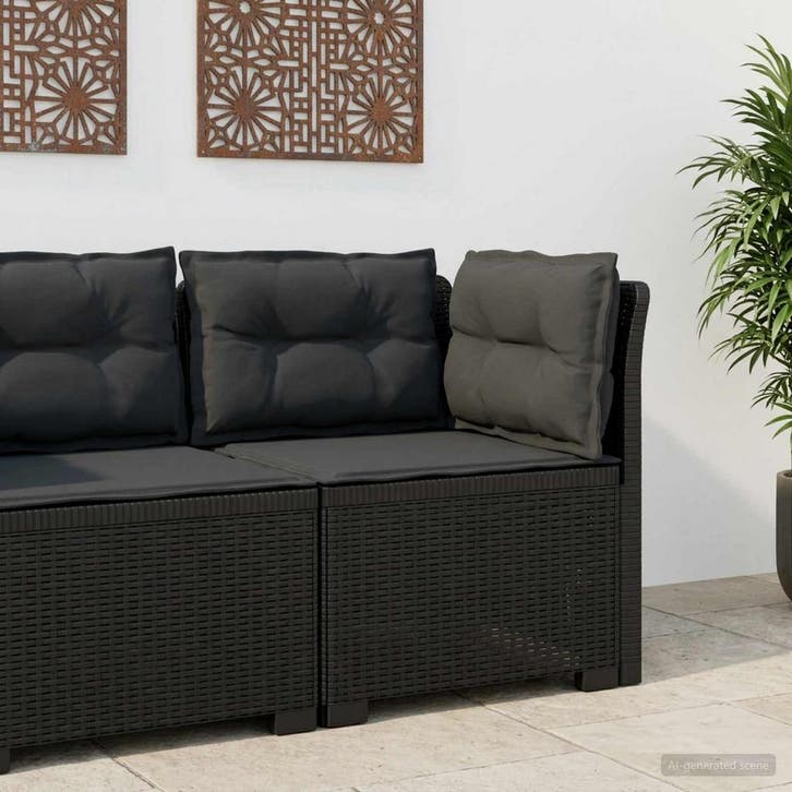 vidaXL Eén-zits Tuin Sofa met Kussens Rieten Look PP, Tuin en Terras, Tuinsets en Loungesets, Nieuw, Verzenden
