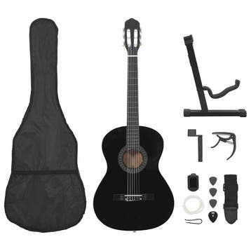 vidaXL 12-delige Gitaarset klassiek beginner 4/4 39 zwart, Muziek en Instrumenten, Verzenden, Nieuw