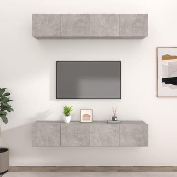 vidaXL Tv-meubelen 4 st 80x30x30 cm bewerkt hout betongrijs, Verzenden, Nieuw