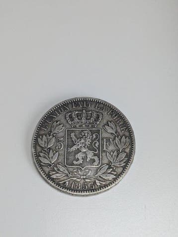 Belgique. Léopold Ier. 5 Francs 1853 (Sans prix de réserve)