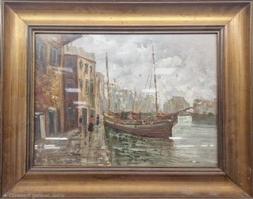 Italiaanse school (XX) - Marina, olio su tavola
