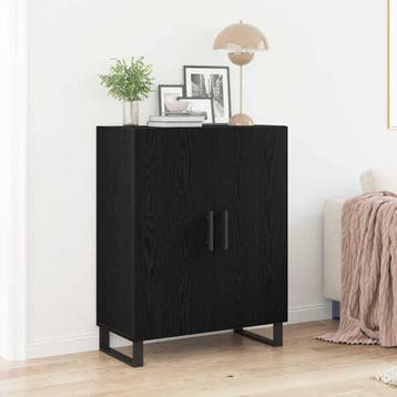 vidaXL Dressoir Zwart Eiken 69,5 x 34 x 90 cm Bewerkt hout, Verzenden, Nieuw