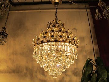 Lustre - Laiton doré - Lampe en cristal antique