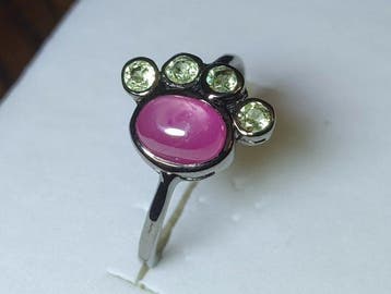 925 zilveren ring - zwart rhodium gecoat Natuurlijke robijn